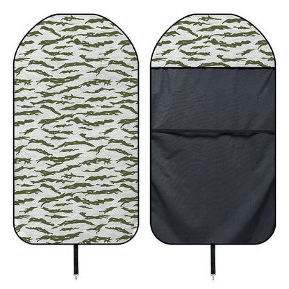 Green And White Tiger Stripe Camo Print Waterproof Car Seat Cover