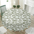 Green And White Tiger Stripe Camo Print Waterproof Round Tablecloth