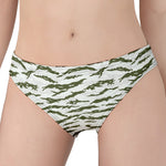 Green And White Tiger Stripe Camo Print Women's Panties