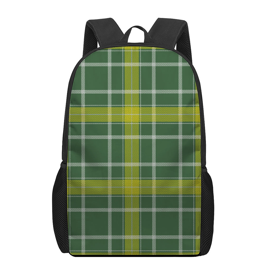 Green And Yellow Stewart Tartan Print 17 Inch Backpack