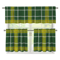 Green And Yellow Stewart Tartan Print 3 Piece Kitchen Curtains