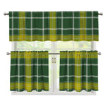 Green And Yellow Stewart Tartan Print 3 Piece Kitchen Curtains