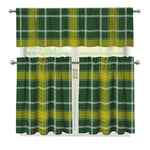 Green And Yellow Stewart Tartan Print 3 Piece Kitchen Curtains