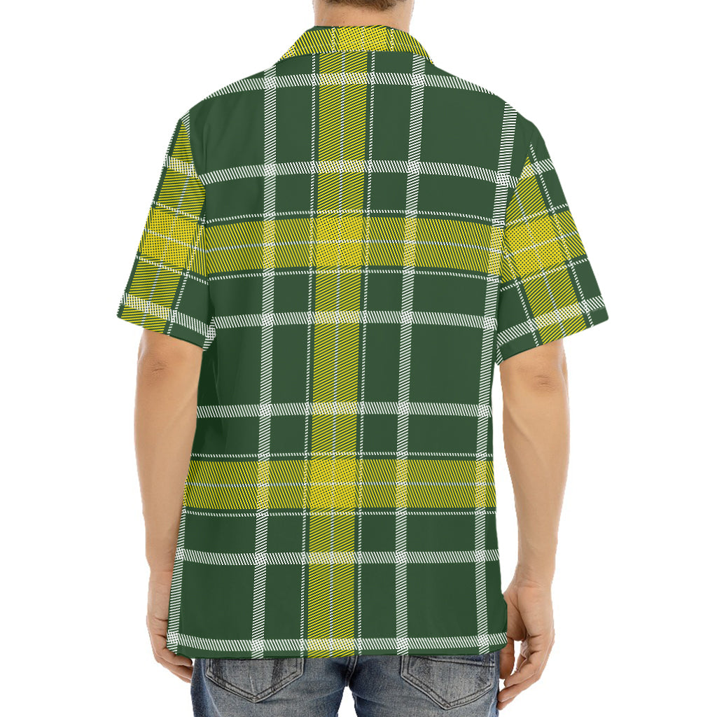 Green And Yellow Stewart Tartan Print Aloha Shirt