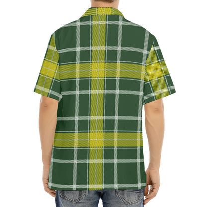 Green And Yellow Stewart Tartan Print Aloha Shirt