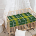 Green And Yellow Stewart Tartan Print Baby Crib Sheet