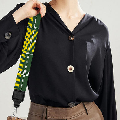 Green And Yellow Stewart Tartan Print Bag Strap