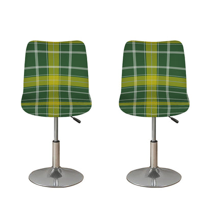 Green And Yellow Stewart Tartan Print Bar Stool Covers