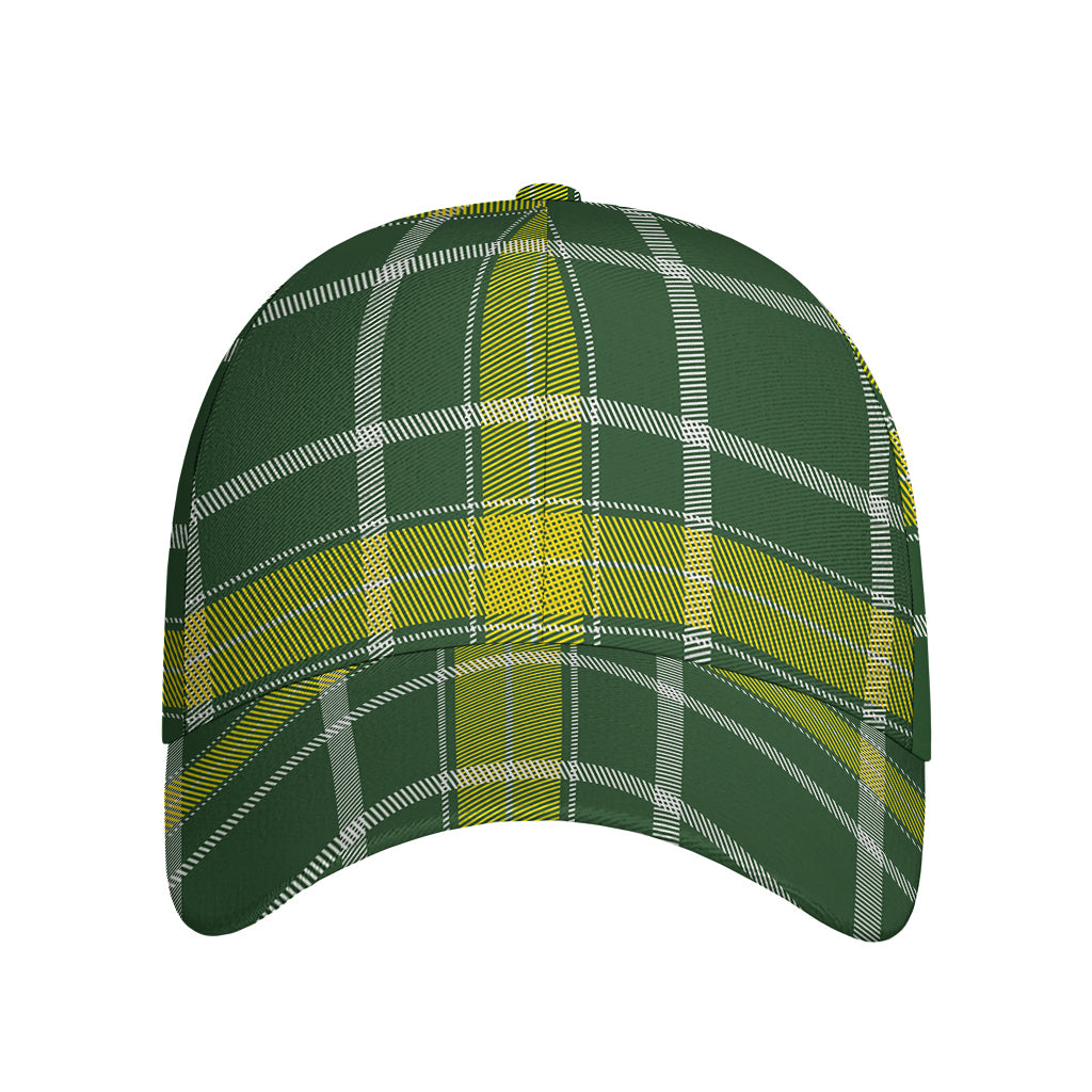 Green And Yellow Stewart Tartan Print Baseball Cap