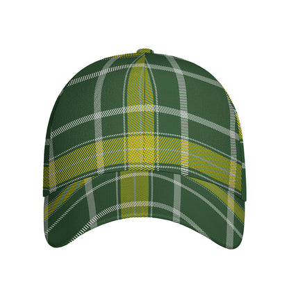 Green And Yellow Stewart Tartan Print Baseball Cap
