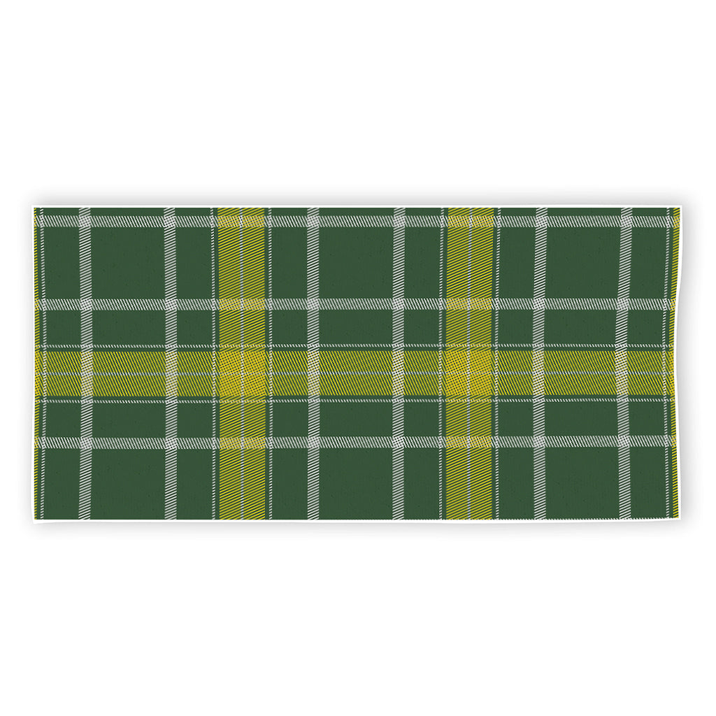 Green And Yellow Stewart Tartan Print Beach Towel