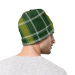 Green And Yellow Stewart Tartan Print Beanie