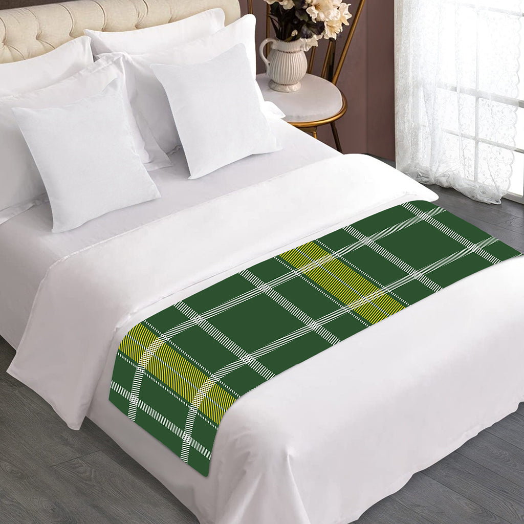 Green And Yellow Stewart Tartan Print Bed Runner