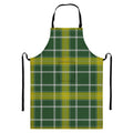 Green And Yellow Stewart Tartan Print Bib Apron With Pocket