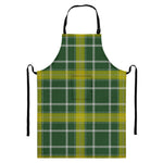 Green And Yellow Stewart Tartan Print Bib Apron With Pocket