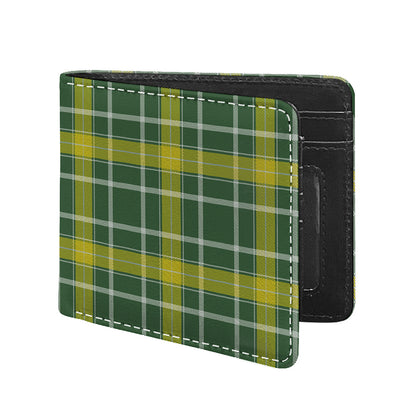Green And Yellow Stewart Tartan Print Bifold Wallet
