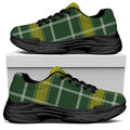 Green And Yellow Stewart Tartan Print Black Chunky Shoes