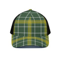Green And Yellow Stewart Tartan Print Black Mesh Trucker Hat
