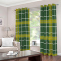 Green And Yellow Stewart Tartan Print Dimout Grommet Curtains