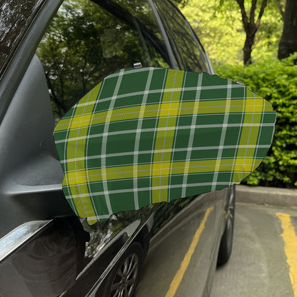 Green And Yellow Stewart Tartan Print Car Side Mirror Covers