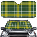 Green And Yellow Stewart Tartan Print Car Windshield Sun Shade