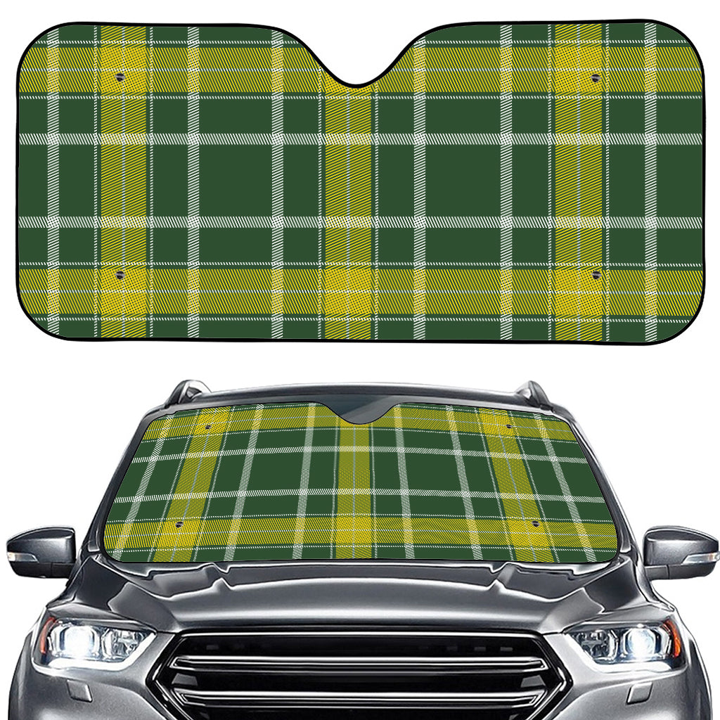 Green And Yellow Stewart Tartan Print Car Windshield Sun Shade