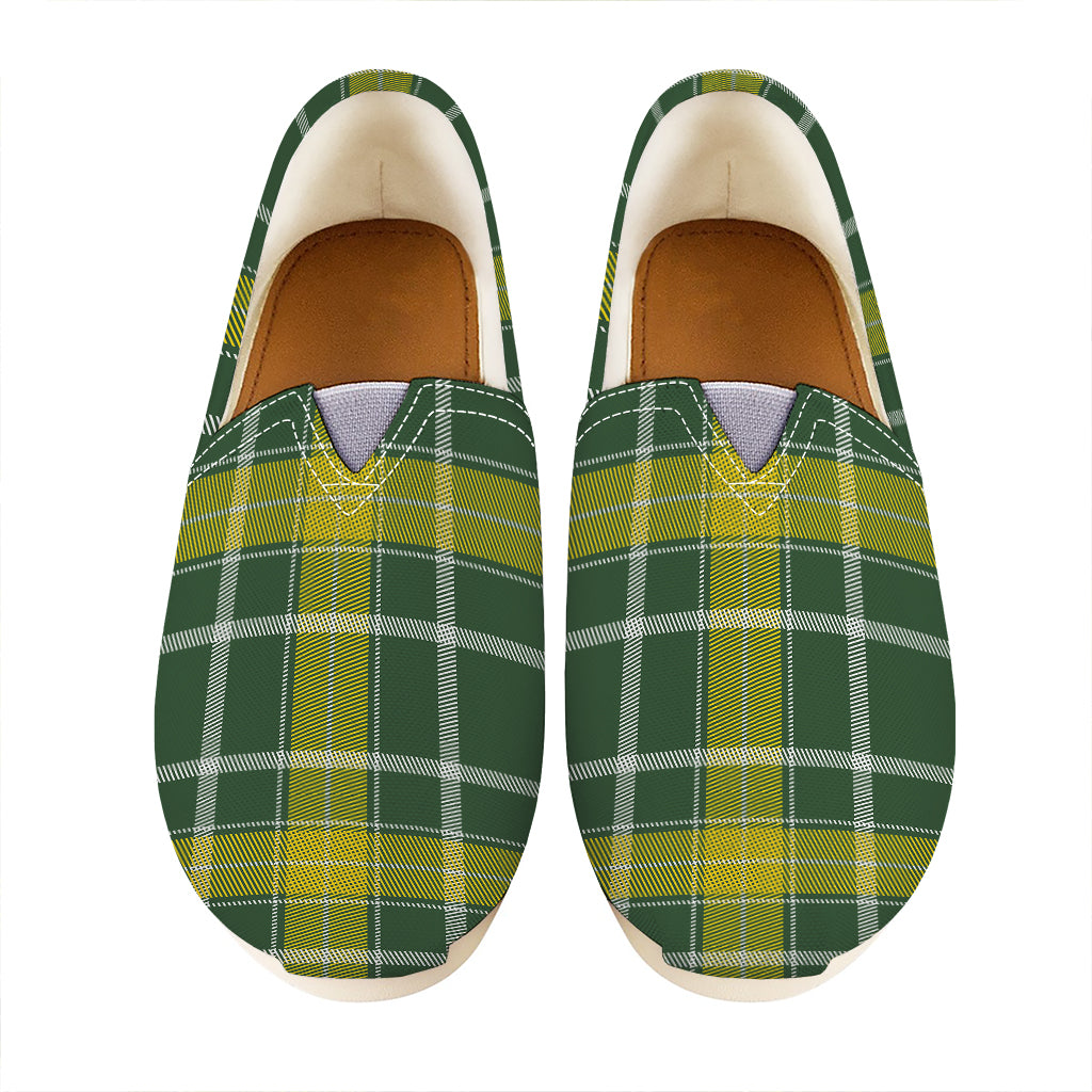 Green And Yellow Stewart Tartan Print Casual Shoes