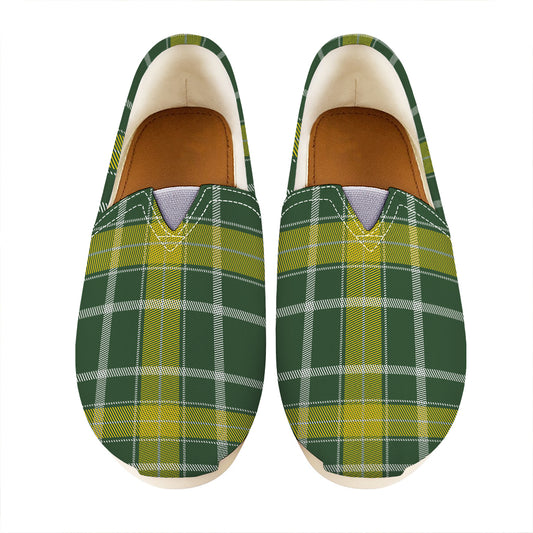Green And Yellow Stewart Tartan Print Casual Shoes