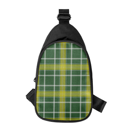 Green And Yellow Stewart Tartan Print Chest Bag