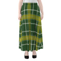 Green And Yellow Stewart Tartan Print Chiffon Maxi Skirt