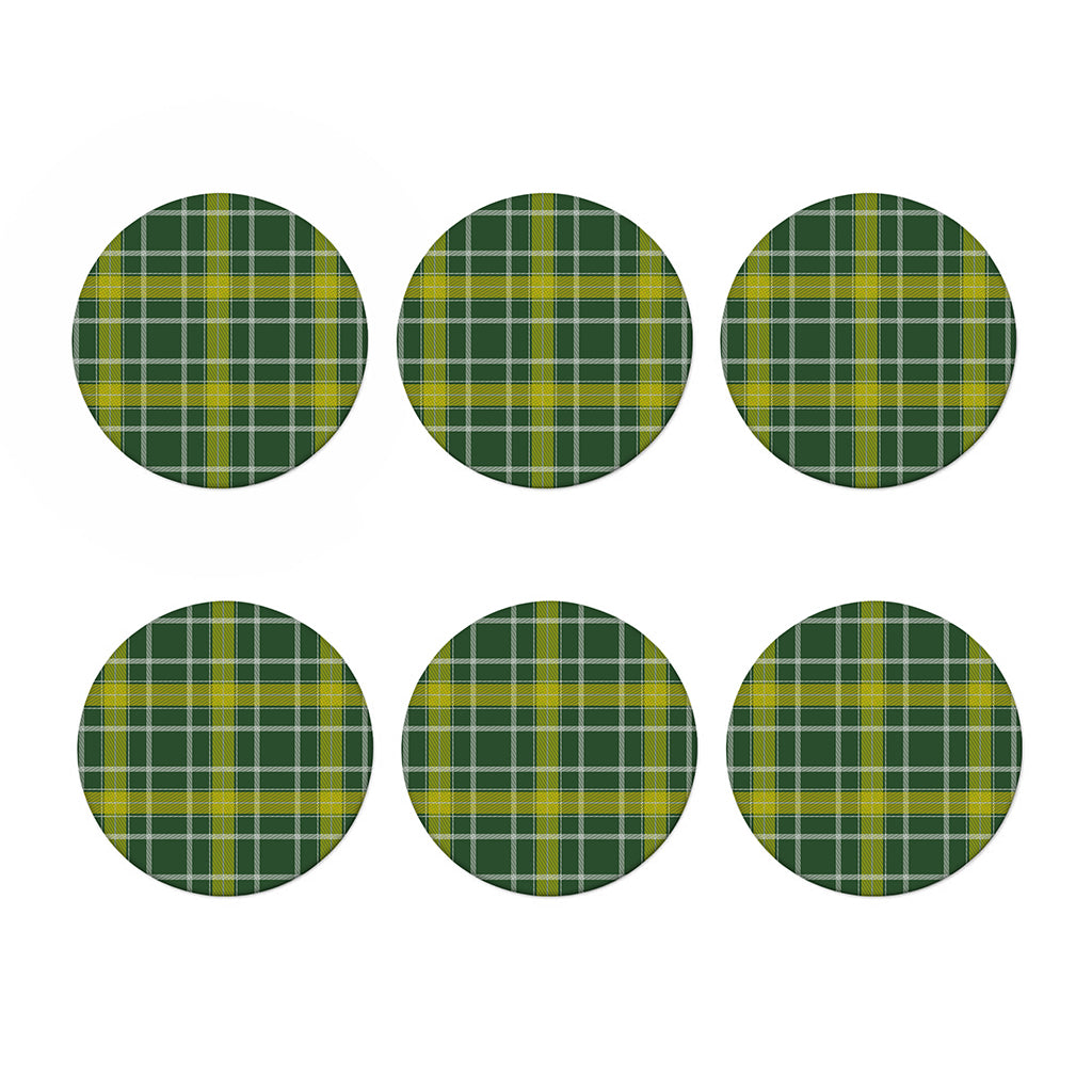 Green And Yellow Stewart Tartan Print Coaster Set