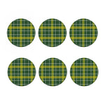 Green And Yellow Stewart Tartan Print Coaster Set