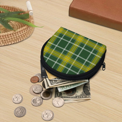 Green And Yellow Stewart Tartan Print Coin Purse