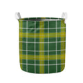 Green And Yellow Stewart Tartan Print Collapsible Laundry Basket