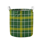 Green And Yellow Stewart Tartan Print Collapsible Laundry Basket