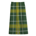 Green And Yellow Stewart Tartan Print Cotton Front Slit Maxi Skirt