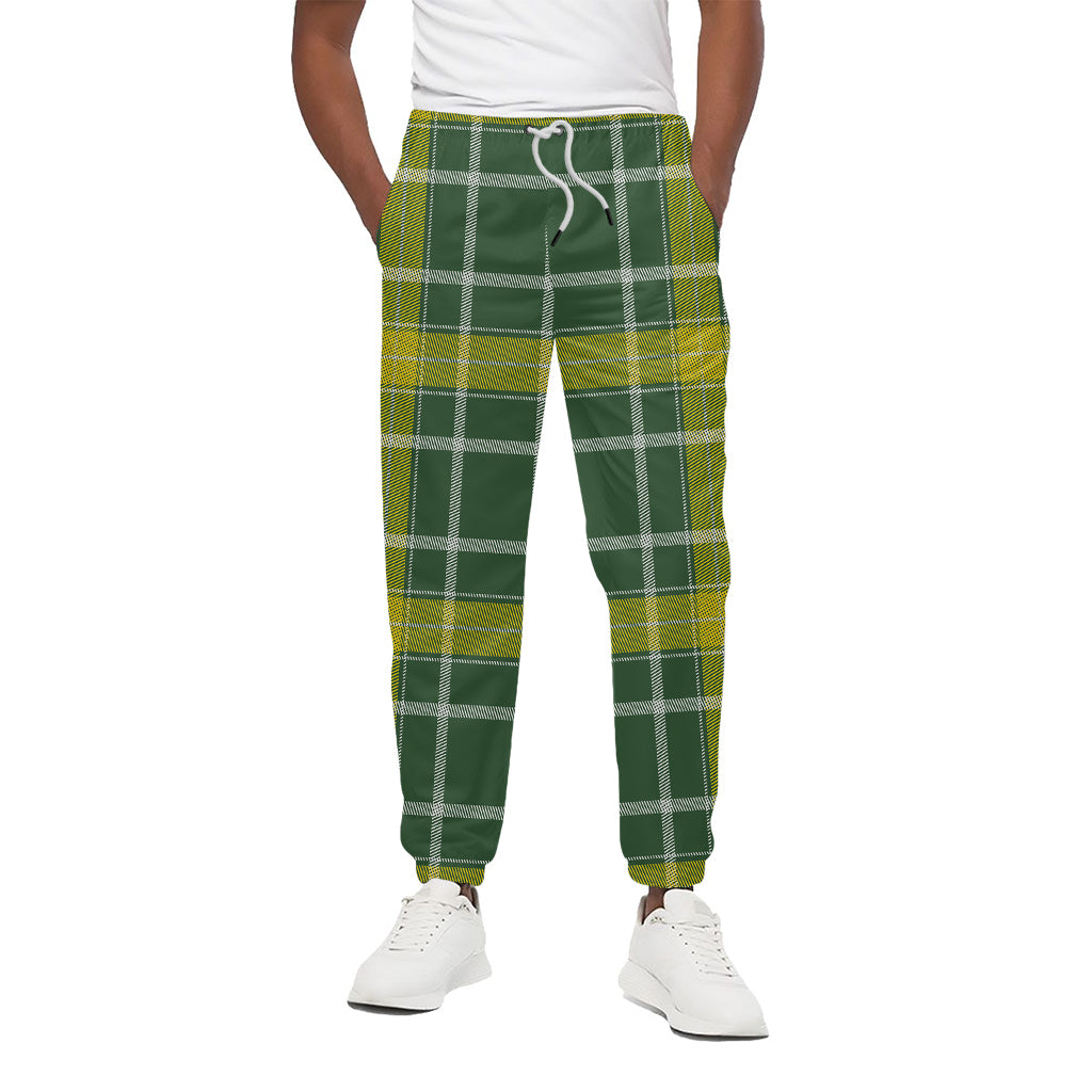 Green And Yellow Stewart Tartan Print Cotton Pants