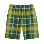Green And Yellow Stewart Tartan Print Cotton Shorts