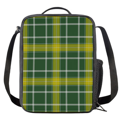 Green And Yellow Stewart Tartan Print Crossbody Lunch Bag