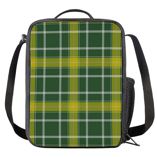 Green And Yellow Stewart Tartan Print Crossbody Lunch Bag