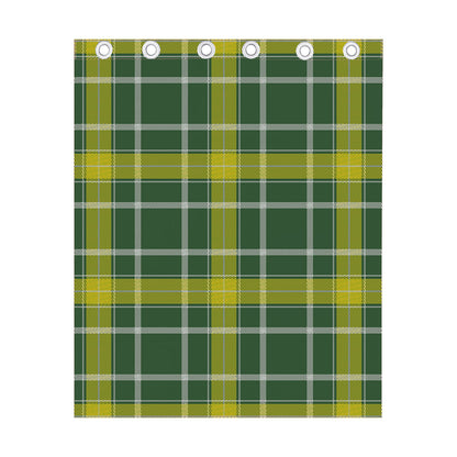 Green And Yellow Stewart Tartan Print Curtain