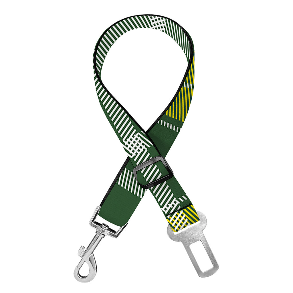 Green And Yellow Stewart Tartan Print Dog Seat Belt