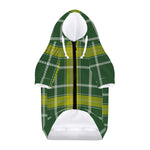 Green And Yellow Stewart Tartan Print Dog Zip Up Hoodie