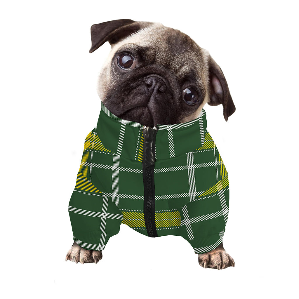 Green And Yellow Stewart Tartan Print Dog Zip Up Jacket