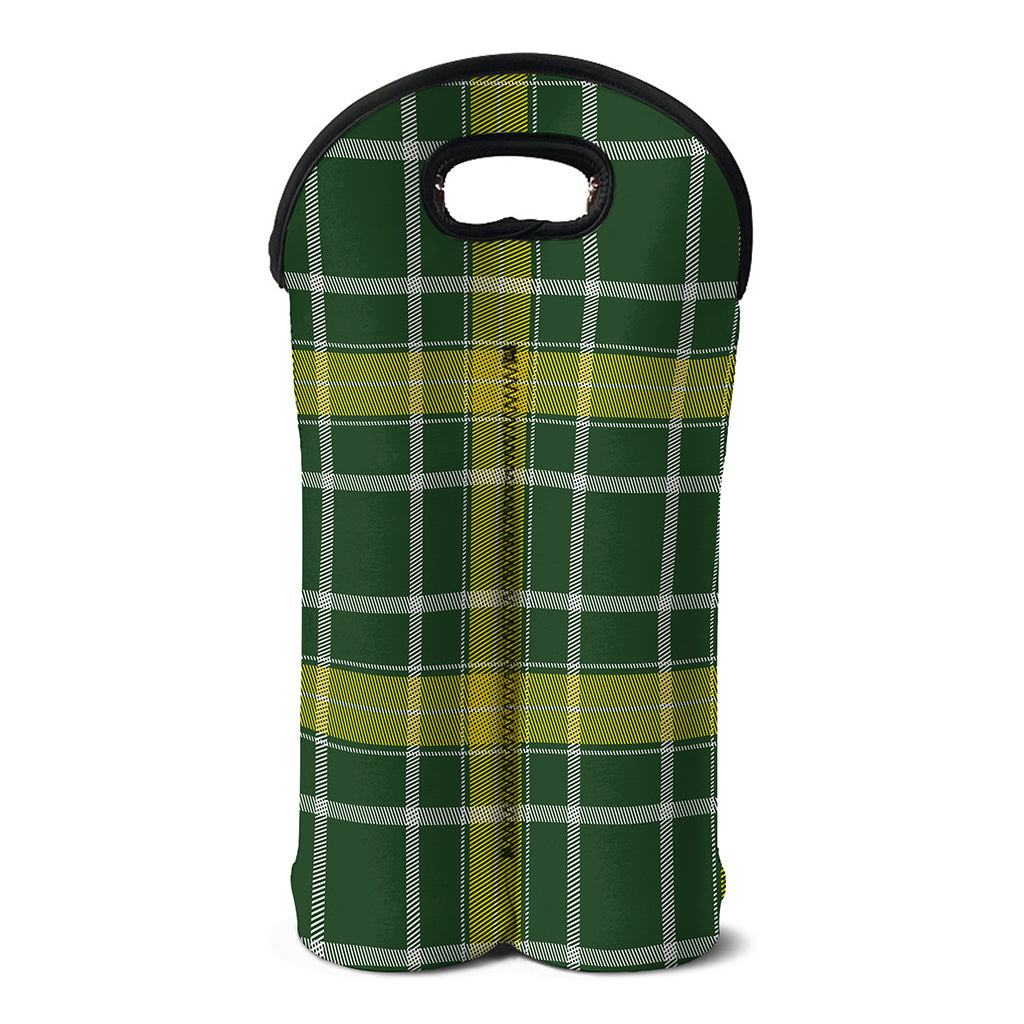 Green And Yellow Stewart Tartan Print Double Neoprene Wine Tote