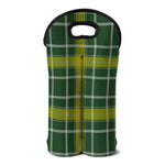 Green And Yellow Stewart Tartan Print Double Neoprene Wine Tote