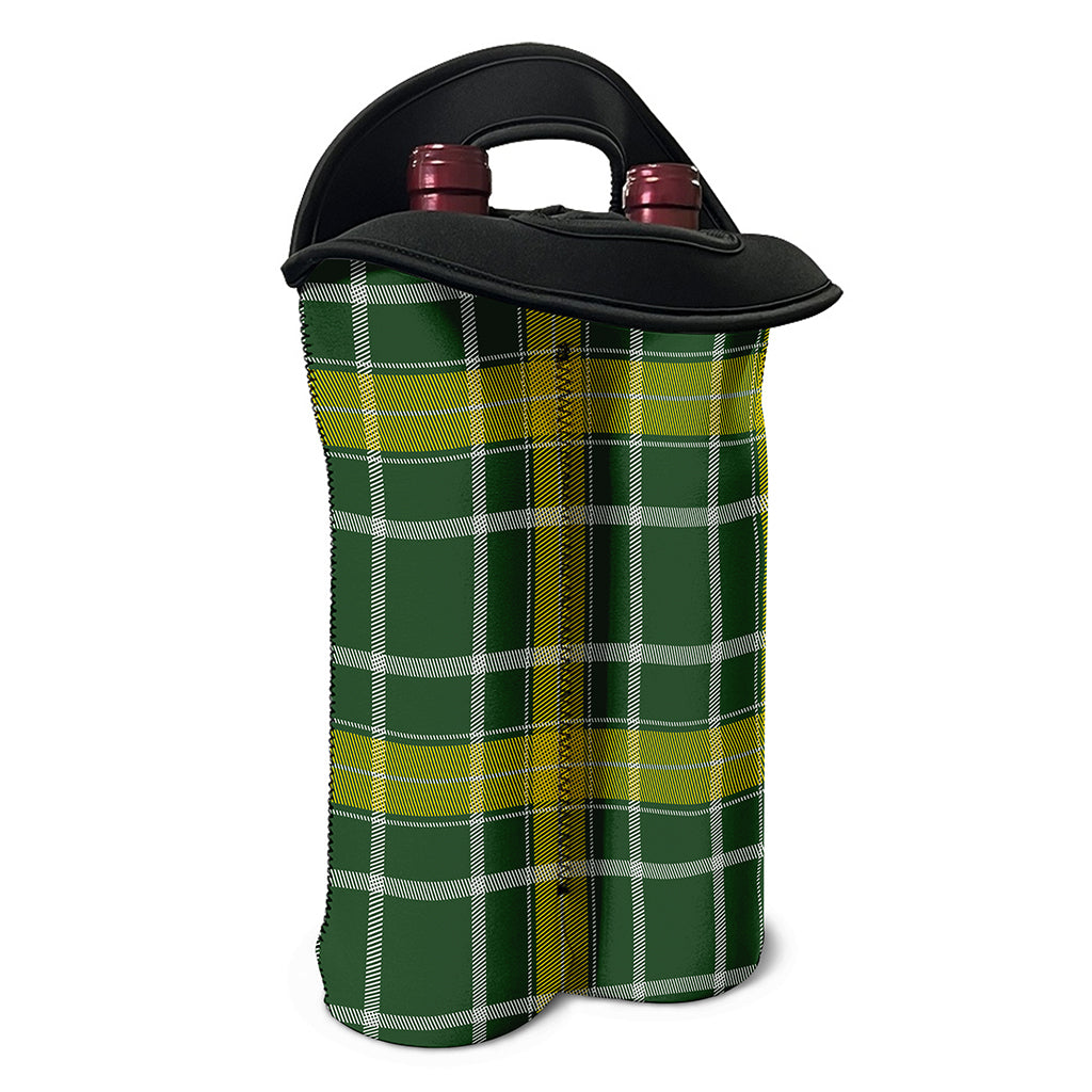 Green And Yellow Stewart Tartan Print Double Neoprene Wine Tote