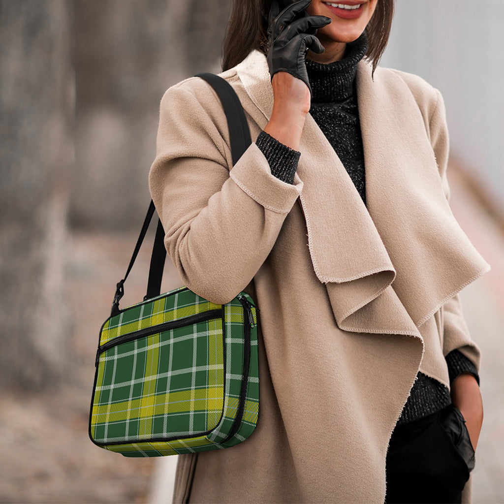Green And Yellow Stewart Tartan Print Double Strap Bible Bag