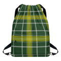 Green And Yellow Stewart Tartan Print Drawstring Backpack