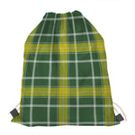 Green And Yellow Stewart Tartan Print Drawstring Bag
